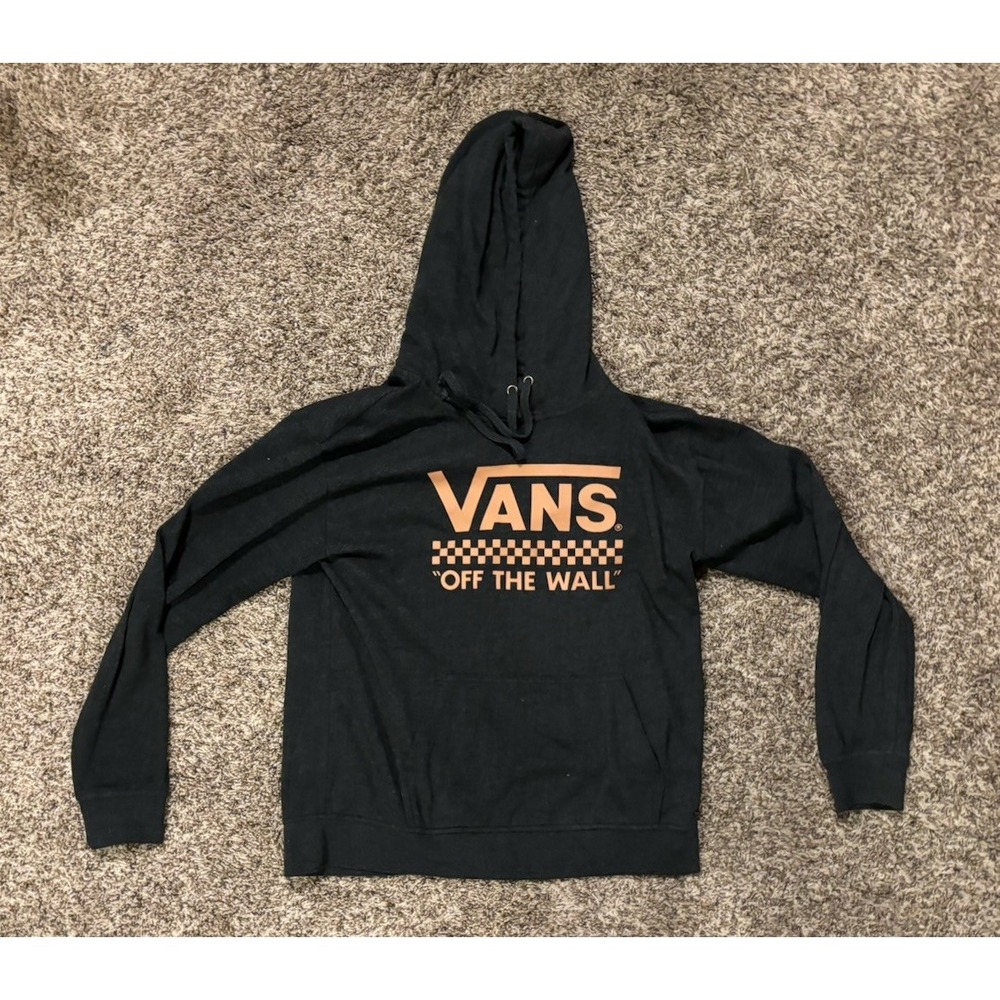 Vans Off The Wall Peach Logo Grey Pullover Hoodie Womens Small Skateboard Active